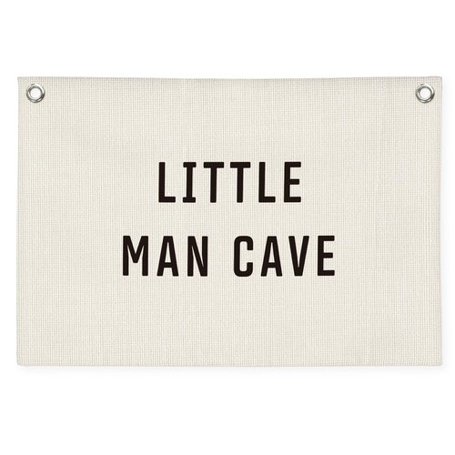 MOFUYU Little Man Cave Banner - Little Man Cave Sign for Boys,Kids Boys Room Decor,Adventure Nursery Sign for Baby and Kids, Playroom Wall Hanging 30x20 Inch