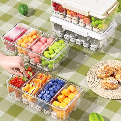 MineSign 3Pack Ice Chilled Condiment Caddy with 4 Removable Containers Taco Ingredient Server with Lid Cooled Garnish Caddy Tray for Taco Mimosa Bar Sauce Fruits&Veggies Mix