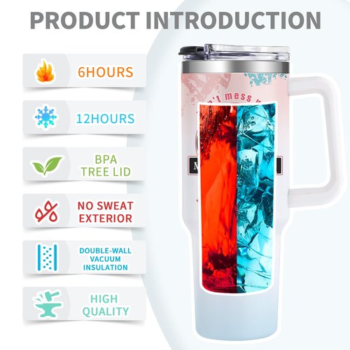Aokonby Mom Gifts From Daughter Birthday Gifts for Mom From Son - 40 Oz Dinosaur Travel Cup Gift Set Chirstmas Mothers Day Presents For Moms - Don't Mess With Mama White Tumbler with Lid Straw