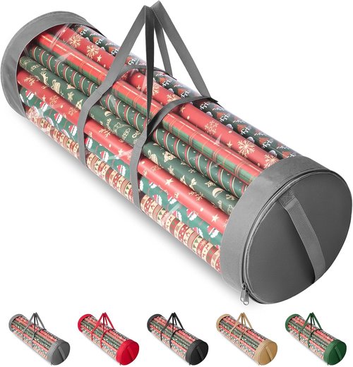 Baleine Soft Christmas Wrapping Paper Storage Bag - Organizer for Easy Holiday Storage