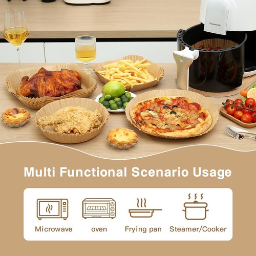 Air Fryer Liners | 100PCS Non-Stick Parchment Paper for 3-5QT Air Fryers - Easy Cleanup (Round, 6.5IN)