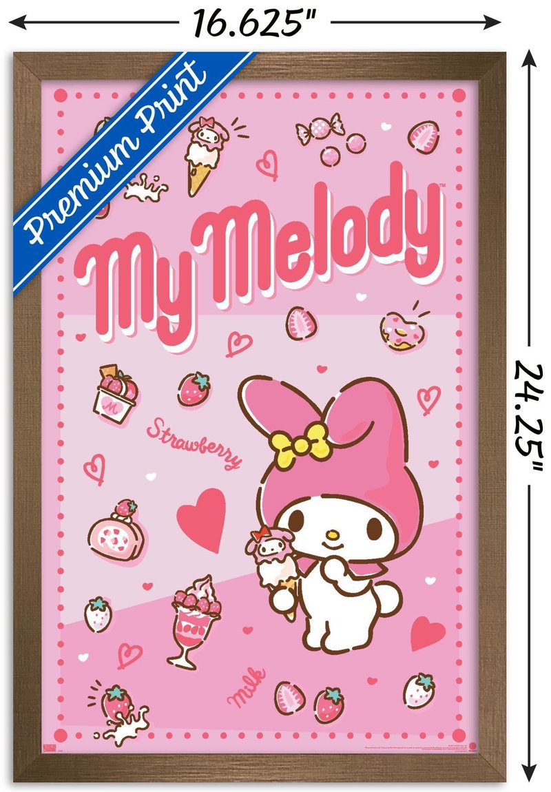 Hello Kitty and Friends: 23 My Favorite Flavor - My Melody Wall Poster, 22.4L" x 14.7W", Bronze Framed Version