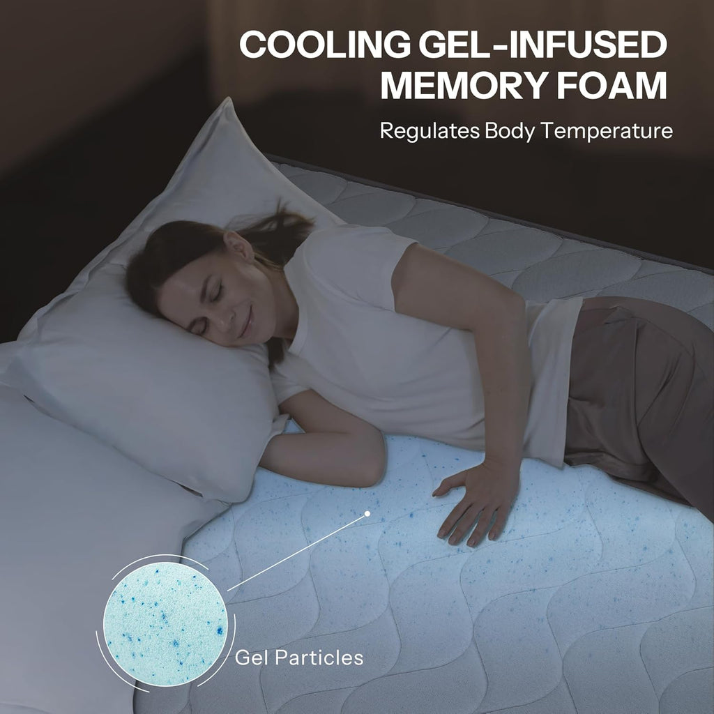 Serene 10 Inch King Hybrid Mattress - Premium Cooling Gel Memory Foam & Pocketed Coils for Spine Alignment & Pressure Relief, Medium Firm Feel, Fiberglass-Free, CertiPUR-US Certified