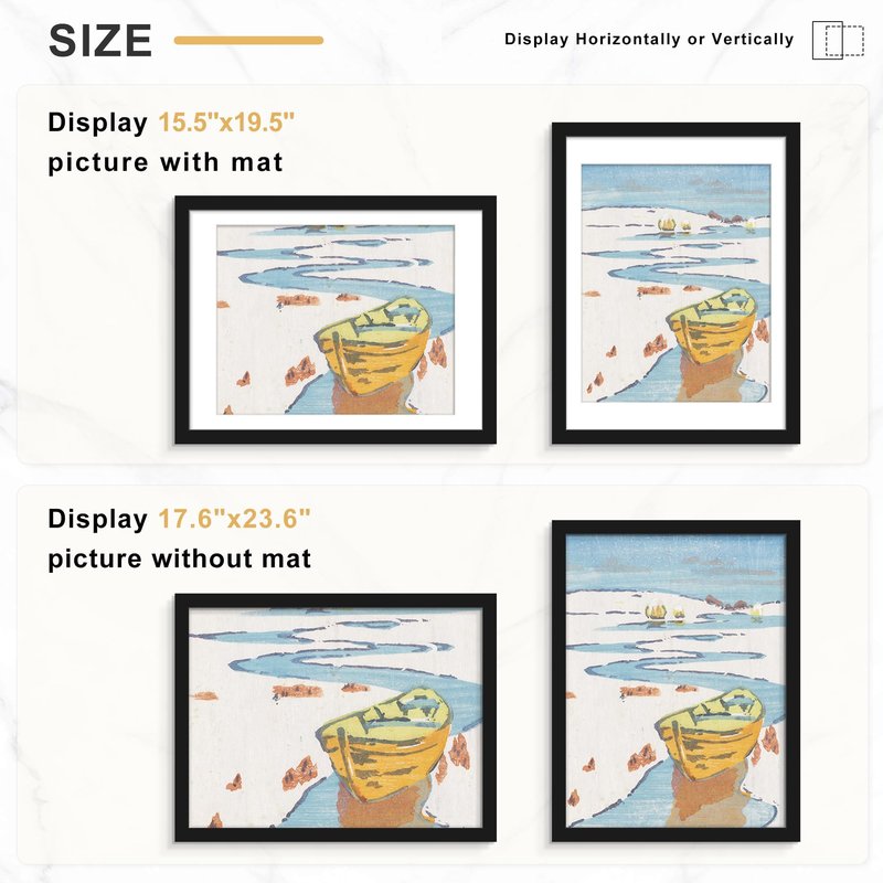 Picrit 18x24 Black Poster Frame 7 Pack, Display Pictures 16 x 20 Picture with Mat or 18 x 24 without Mat for Horizontal or Vertical Wall Mounting, Wall Gallery Photo Frames