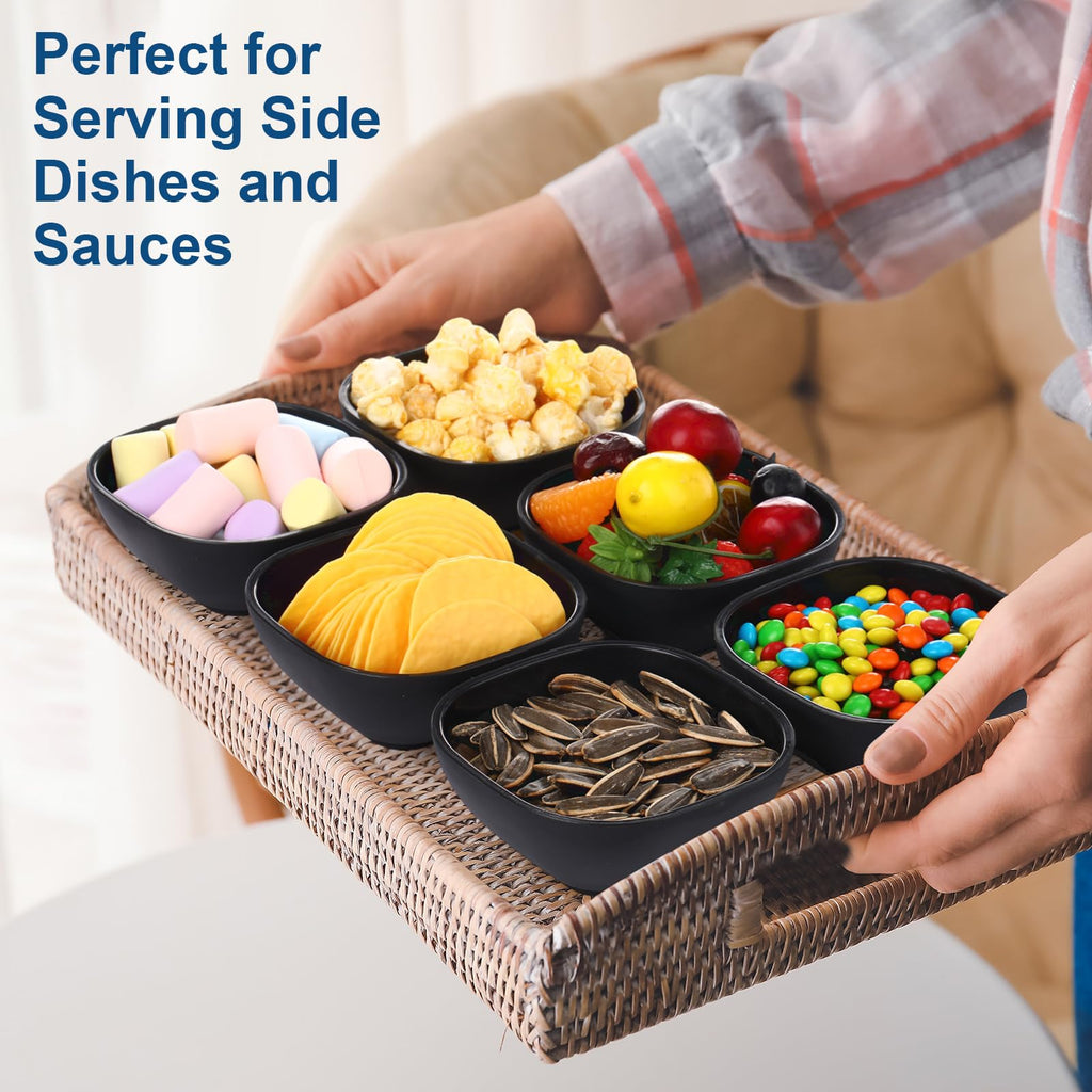 Tioncy 24 Pack 4.5 oz Small Wheat Straw Dipping Bowls Unbreakable Dessert Bowls Soy Sauce Dishes 3.7 x 3.7 x 1.5 Mini Prep Saucer Dipping Saucers for Side Dish Ketchup Soy Dessert Snack(Black)