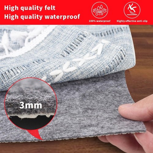 Waterproof Rug Pad Round 7-Foot Waterproof Non-Slip Rug Pad Non-Slip Rug Pads for All Floors and Finishes, Felt Pad for Hardwood Floors, Keeps Carpets in Place Soft and Safe (7TF)