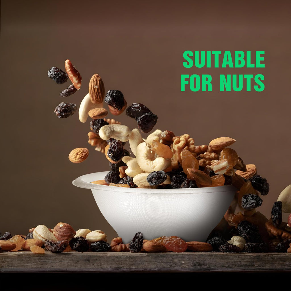 JOUTYFOR 300 Pack Disposable Paper Bowls, White, 8 oz, Modern Style, Minimalist, Round, 4.5 Inch Width x 1.77 Inch Height, 220 ml Capacity, Lightweight, Ideal for Picnics, Camping, Parties, and Pets