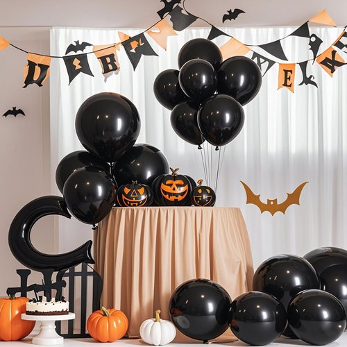 Black Balloons - 145-Piece Arch Kit with 18, 12, 10, & 5-Inch Latex Balloons for Party Decor