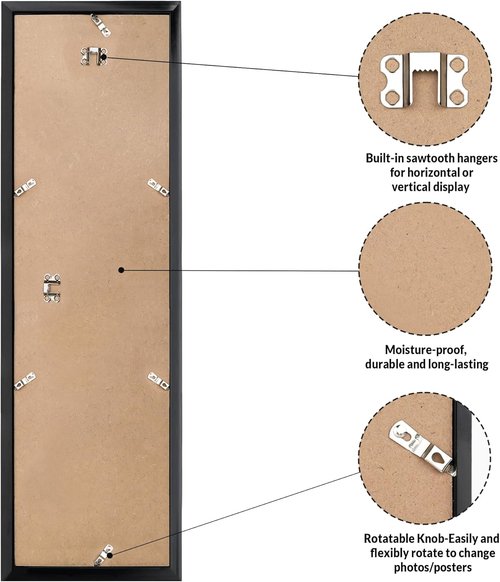 LaVie Home 8x24 Picture Frame - Classic Black Panoramic Display with HD Plexiglass | 2-Pack