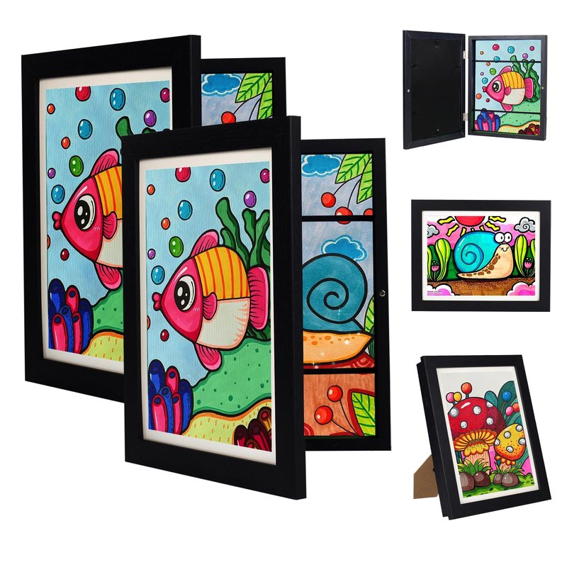 Orankay 2Pack Kids Art Frame - Kids Artwork Frames Changeable,White Front Opening Holds 150,8.5x11 Children Art Work Frames for Kids Art,Kid Art Picture Frame With Storage for Display Photo