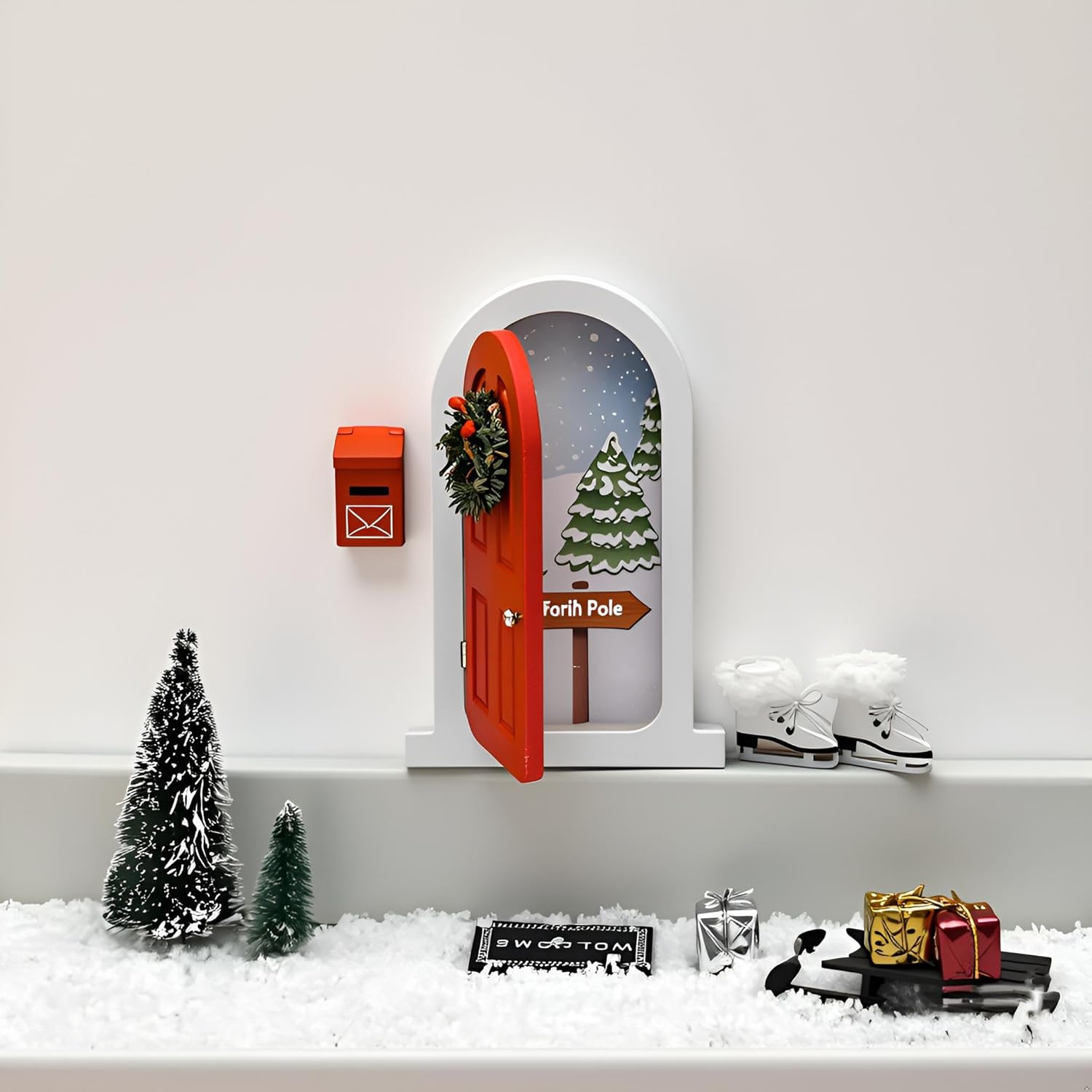 Tonttuovi Miniature Elf Door - Wooden Christmas Elf Accessories for Wall Decor | Perfect for Elf Arrival Ideas