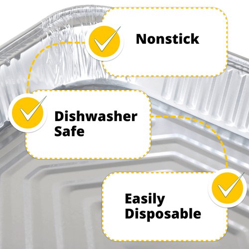 IDL Packaging Half-Size Aluminum Steam Table Pans - Medium, 13" x 11" x 2" (pack of 25) - Disposable Foil Pan for Grilling, Roasting, BBQ, Cooking, Baking, Freezing