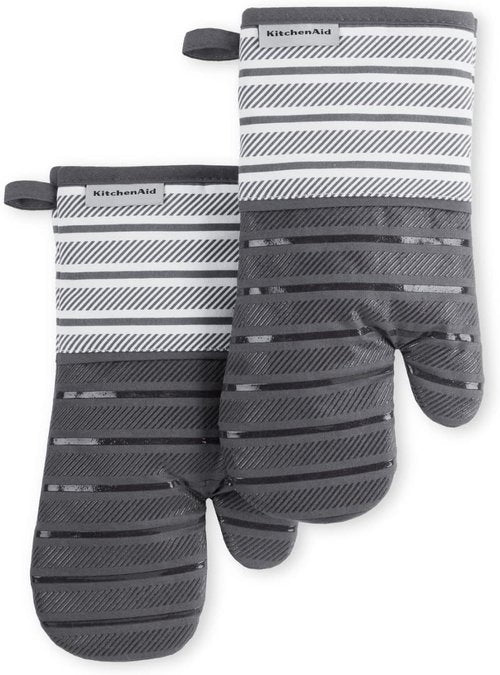KitchenAid Oven Mitts 2-Pack Set - Charcoal Grey, 7"x13" | Durable Heat-Resistant Protection