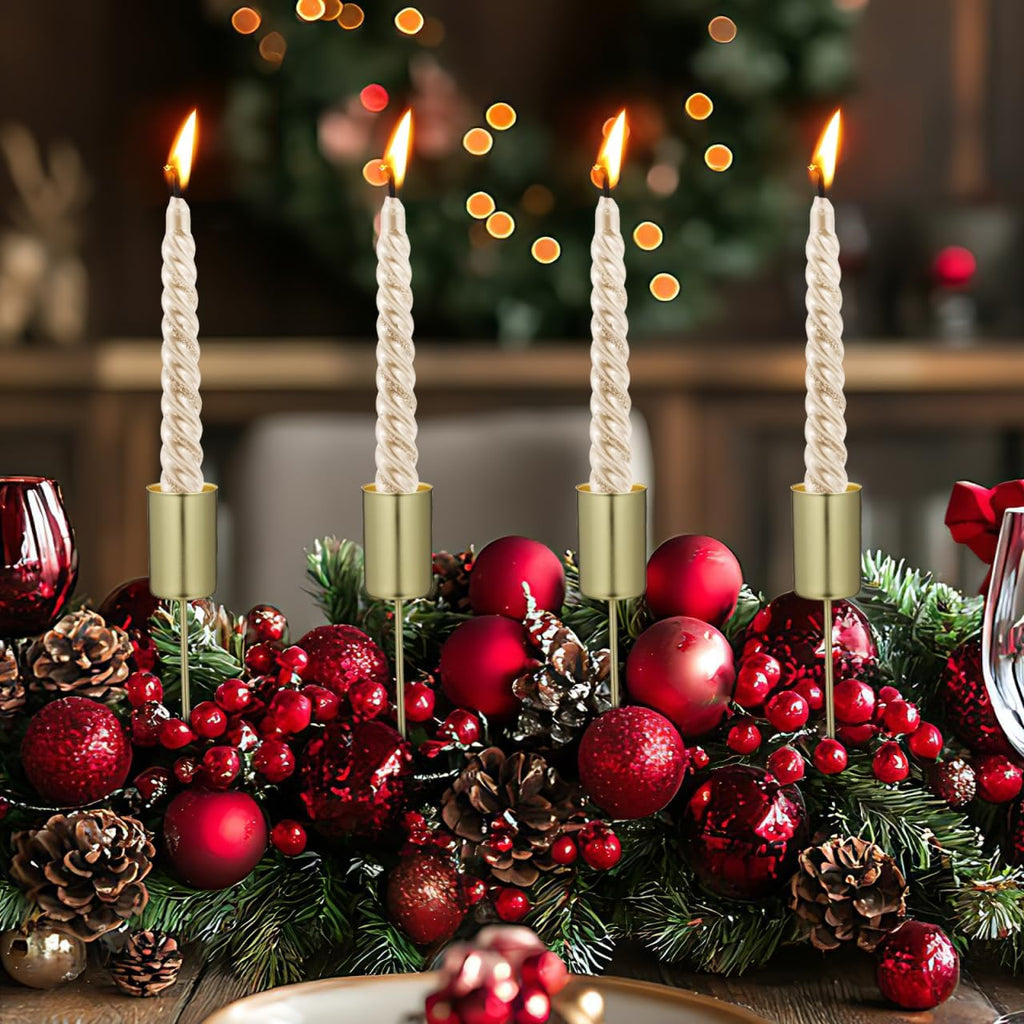 Veemoon Gold Candle Holders - 5PCS Iron Taper Insert Cups for Advent Wreath & Floral Centerpieces