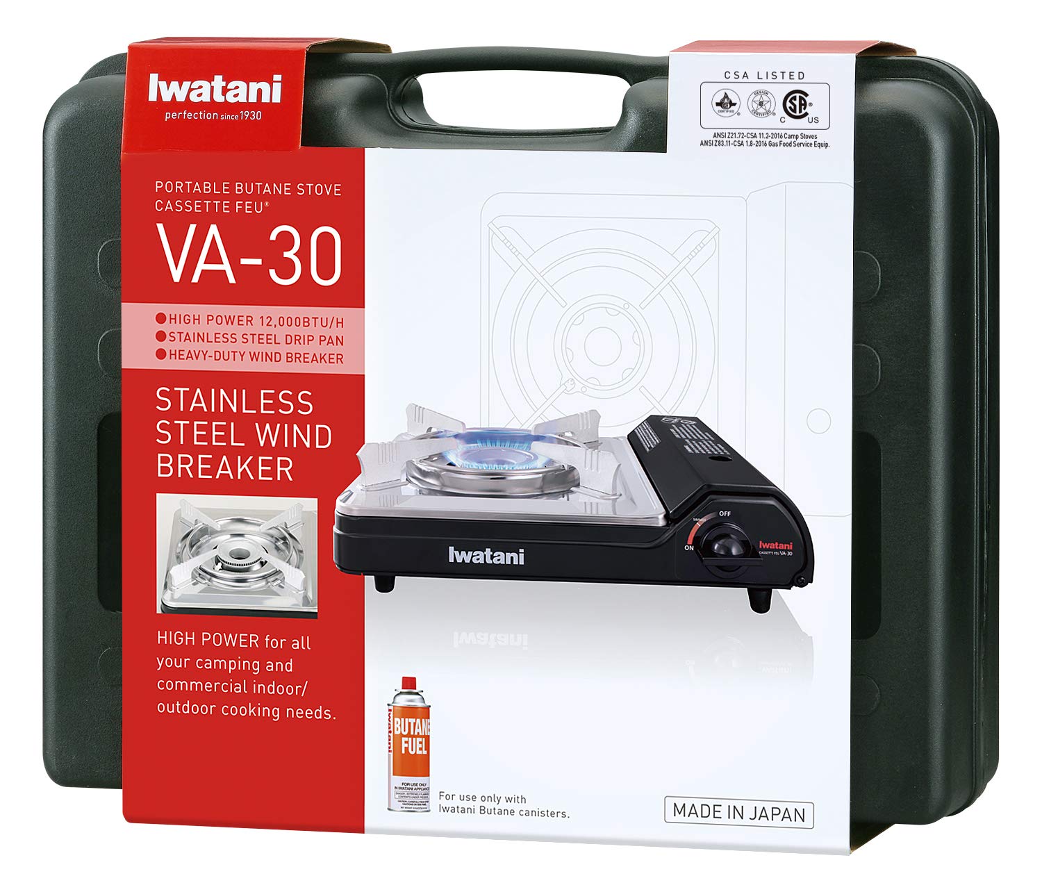 Iwatani Cassette Feu Butane VA-30 Camp Stove, one, BLACK