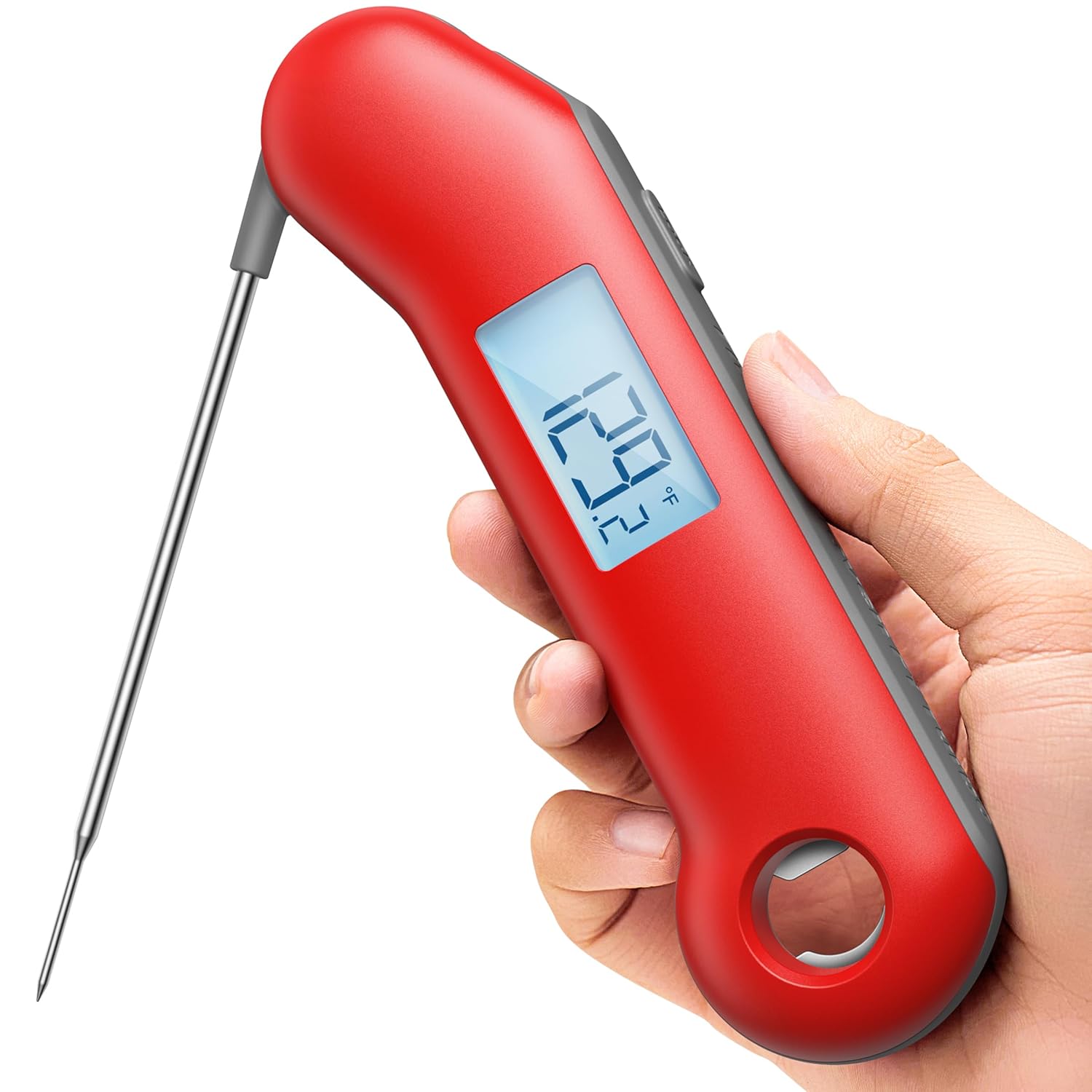 ThermoMaven Digital Meat Thermometer - 3X Faster 0.5 Sec Instant Read, Waterproof Probe, Red & Gray