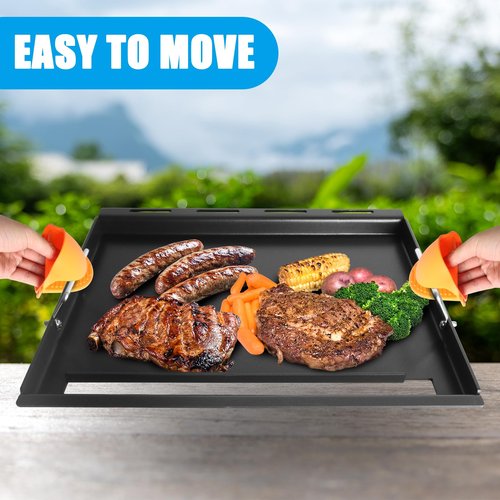 Outspark Full-Size Griddle Inserts for Weber Spirit 200 Series Gas Grills, Flat Top Griddle Replacement for Weber Spirit I & II E-210 S-210 E-220 S-220 Series, Carbon steel