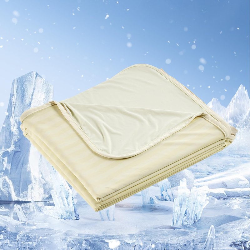 JOOJA Cooling Blanket for Hot Sleepers Queen Size Double Sided Ultra Cold Effect Cool Blanket for Adults Kids Pet Dogs Beige 90x90 Inches