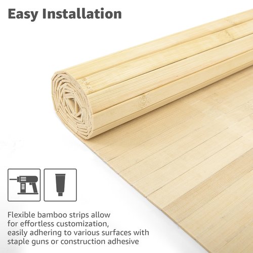 Art3d Natural Bamboo Wall Panel for Interior Wall Decor, Renewable Pole Wrap Wainscoting Paneling for Wall Ceiling Furniture Cabinet Office, 48 x 96 Inch - Raw