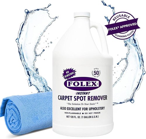 FOLEX Instant Carpet Spot Remover - Powerful Stain Eliminator for Carpets & Upholstery - 128 oz with Reusable Cleaning Cloth