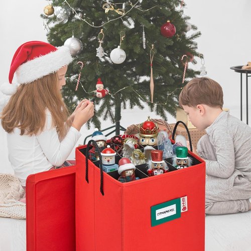 Christmas Nutcracker Collectible Storage Box - Organize Up to 9-16" Tall Nutcrackers & Ornaments - Holiday Decor with Adjustable Dividers