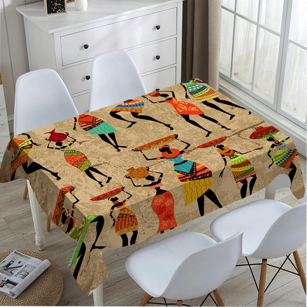 TKS MITLAN African Woman Tablecloth 60x84 Inch Rectangular Grunge African Woman Dancer Oblong Table Cloth Kitchen Table Decorations for Home Dinner Party