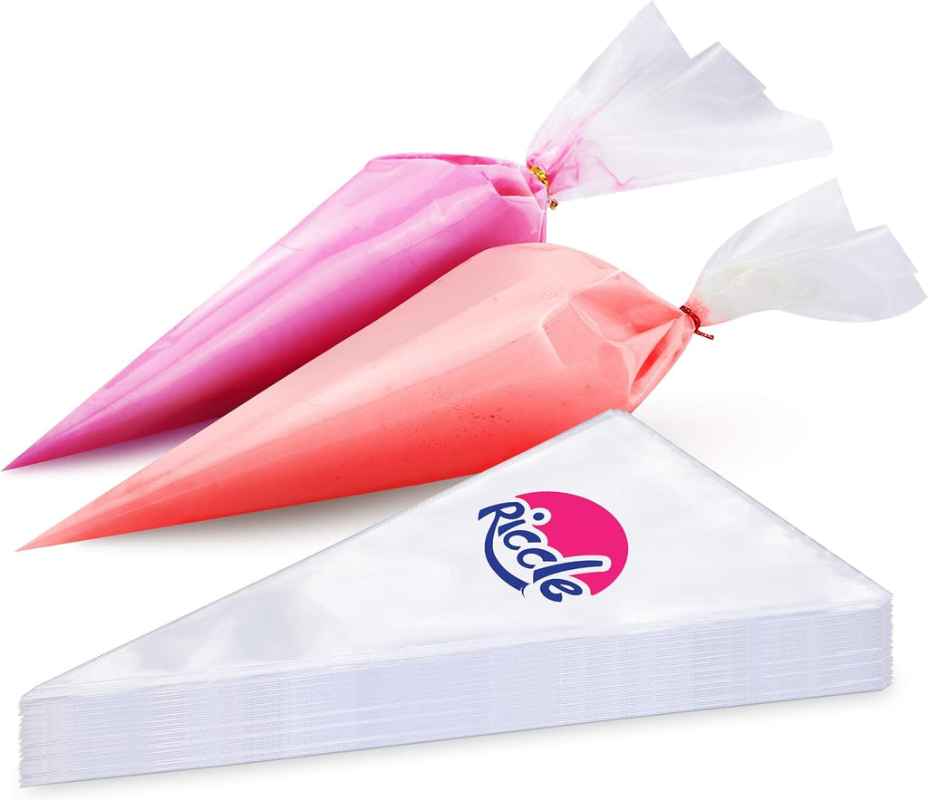 Riccle Disposable Piping Bags - 12 Inch Anti-Burst Pastry Bags for Icing & Decorating Cakes and Cookies