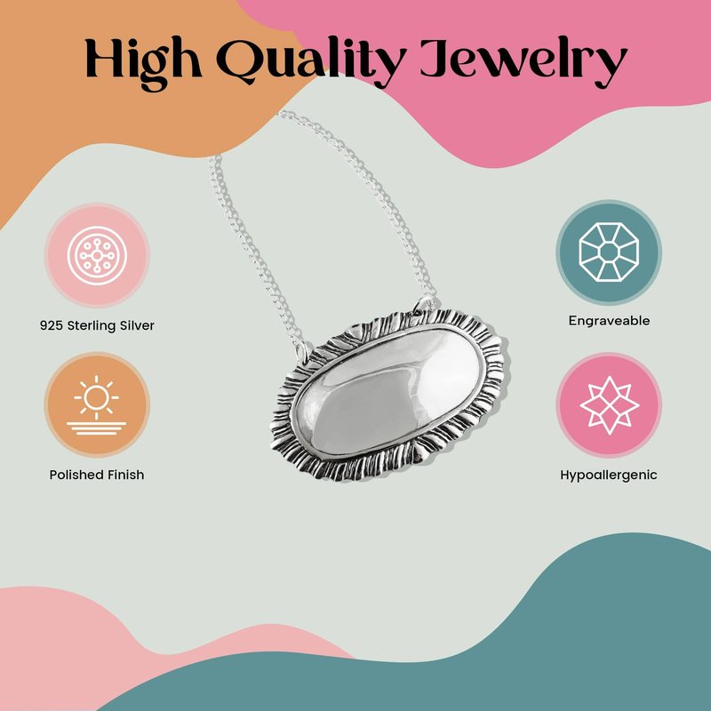 Sterling Silver Engravable Oval Wine Liquor Bottle Decanter Label Name Tag