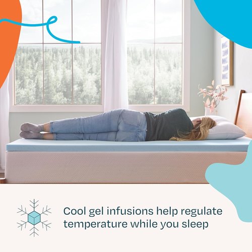 Linenspa Memory Foam Mattress Topper - 2 Inch Gel-Infused Cooling Foam | Small Twin Size, Plush Comfort