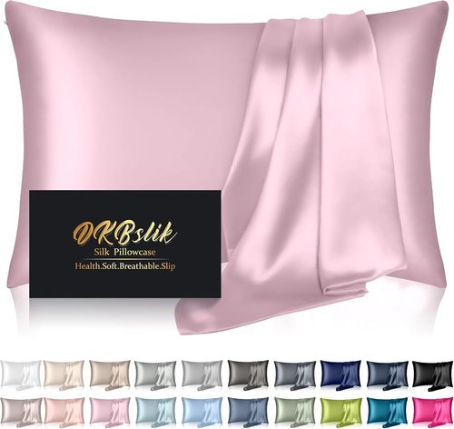 **Regine Switzerland Mulberry Silk Pillowcase - Anti-Acne Cooling Sleep, Standard Size, Light Pink**