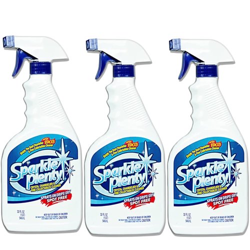 Sparkle Plenty Chandelier Cleaner Drip Dry Spray No Wipe - Dust Remover & Streak Free Glass Cleaner Spray for Crystal Chandelier & Window Screen - Versatile Household Cleaning Supplies (32 oz, 3 Pack)