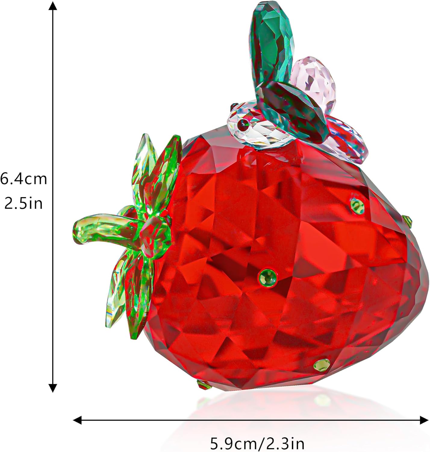 QFkris Crystal Strawberry Figurine - Mini Glass Art Collectible | Perfect Home Office Decor Gift for Mom