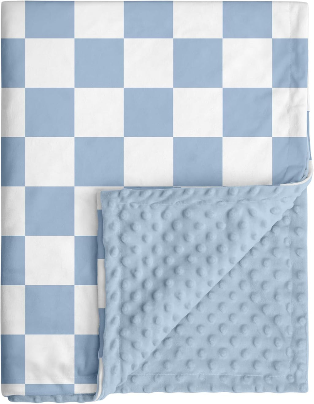 Skiennix Checkered Baby Blanket - Cozy Minky Nursery Blanket for Infants | Soft & Fluffy, 30x40 Inches, Blue