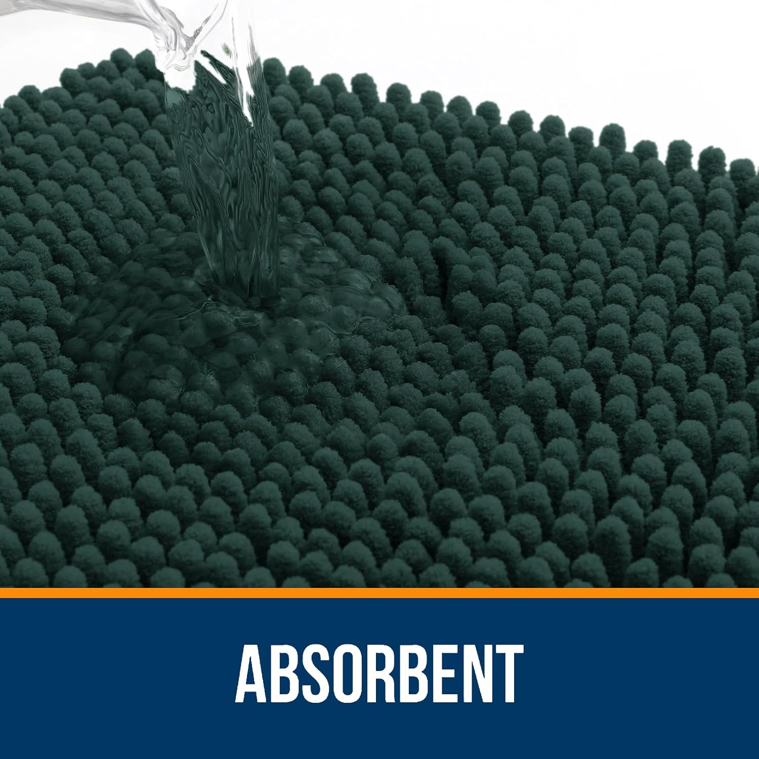 OLANLY Large Bathroom Rugs - Soft Absorbent Chenille Bath Mats | Quick-Dry Rubber Backing, 70x46, Blackish Green
