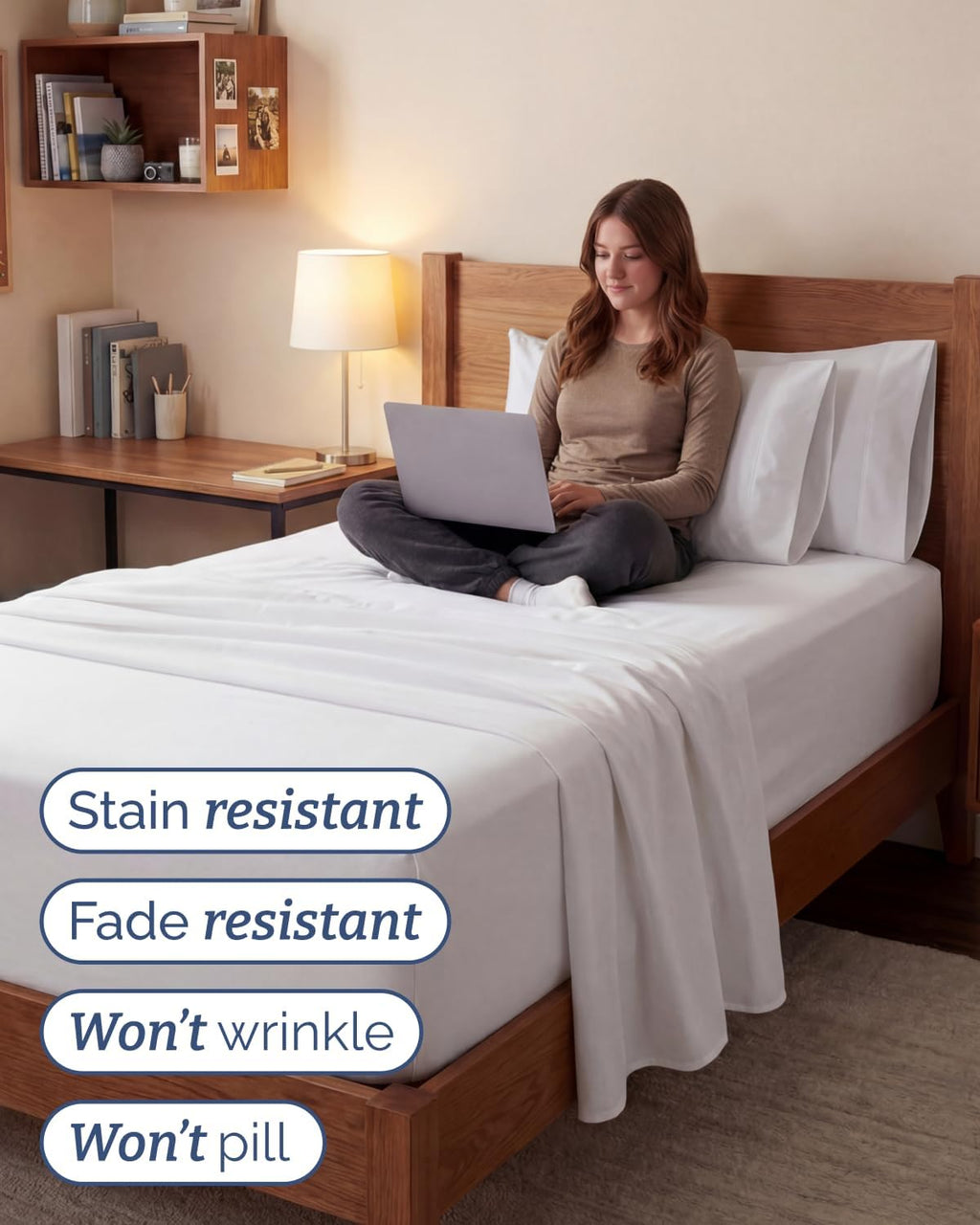 Skiennix Extra Deep Twin XL Sheet Set | 4-Piece Breathable Cooling Sheets - Luxury Hotel Quality - Soft & Wrinkle-Free - White