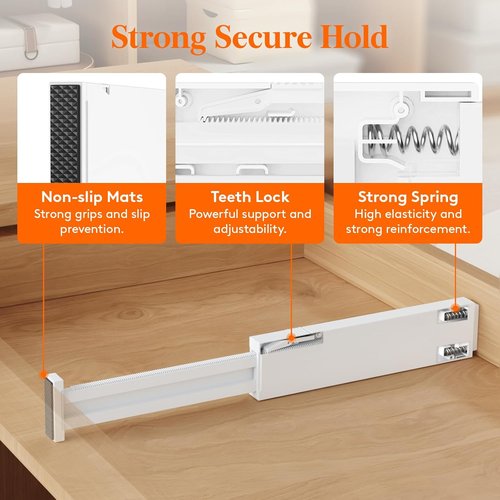 Lifewit Adjustable Drawer Organizer - 5 Pack 2.36" High Dividers for Clothes & Utensils | Expandable Storage Solution in White