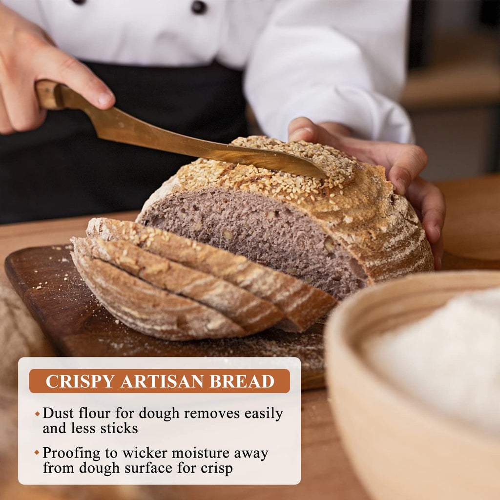 SNAILDIGIT Banneton Bread Proofing Basket Set of 2: 9 Inch Round Sourdough Proofing Bowls for Artisan Bread Making for Professionals and Home Bakers