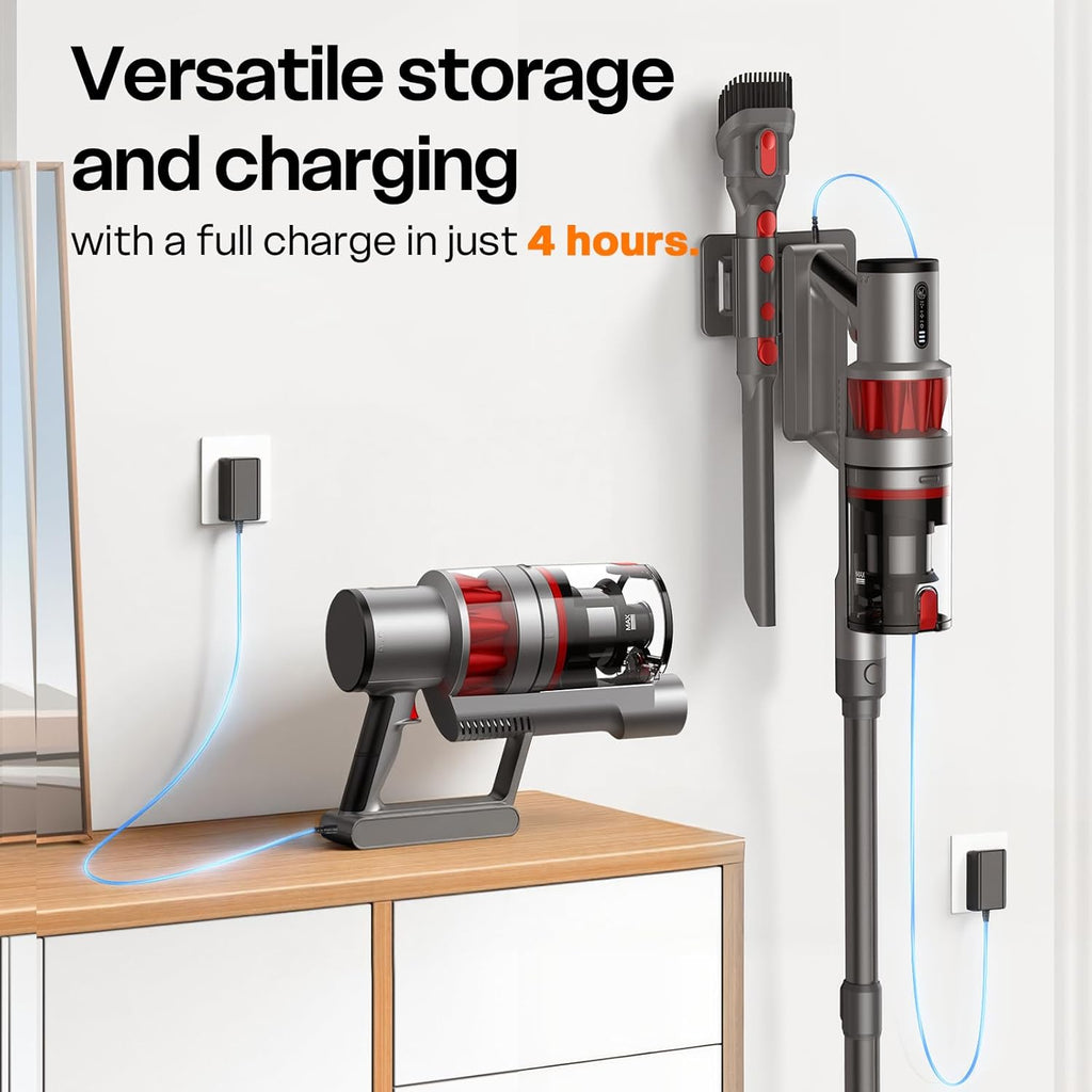 Skiennix Cordless Vacuum Cleaner - Powerful 600W Suction | Lightweight & Rechargeable | 60 Min Runtime - Grey