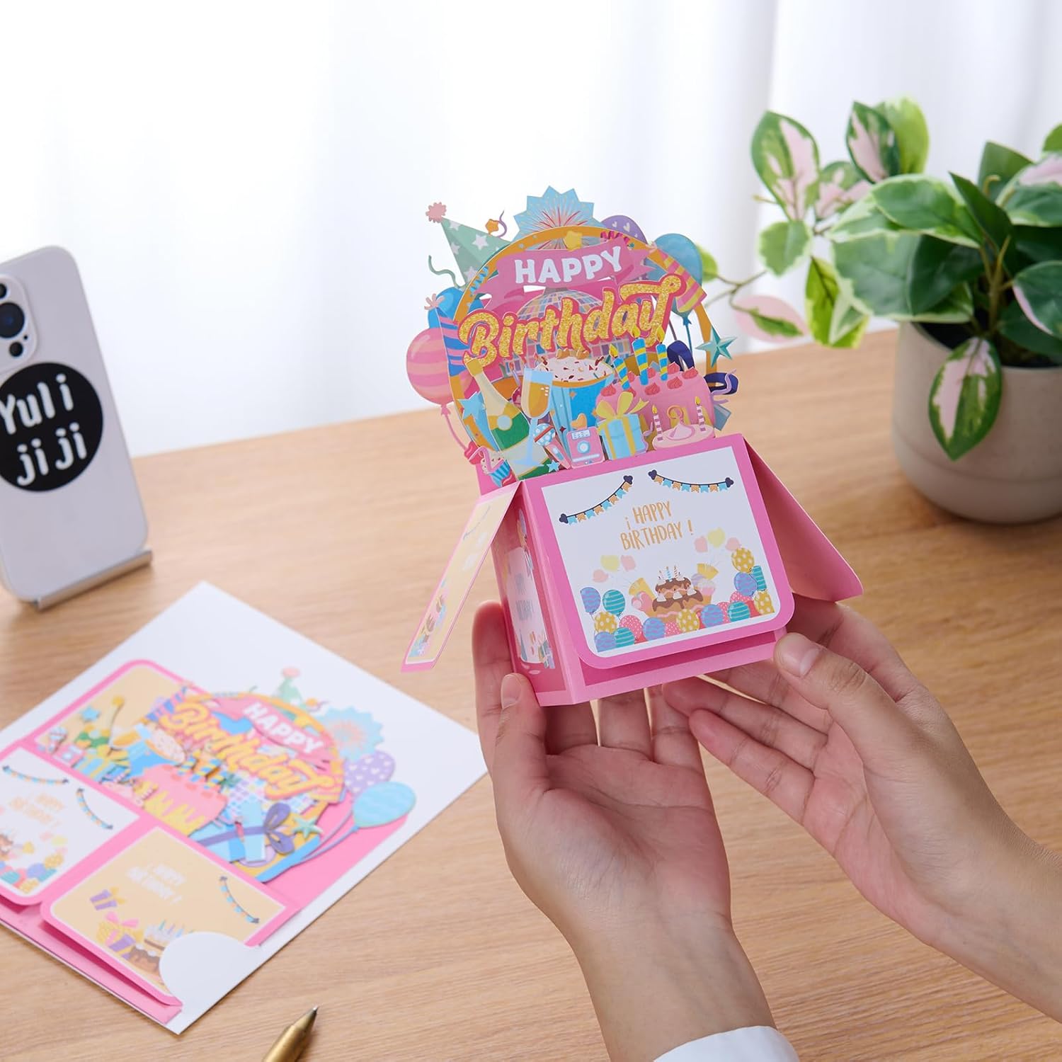 3D Pop Up Birthday Card - Unique Handmade Cake Design Gift Box for All Ages | 6.5 x 7.5 Inches