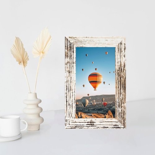 JCJMY 3x5 Picture Frame - Sturdy Rustic White Frame with Shatter Resistant Plexiglass