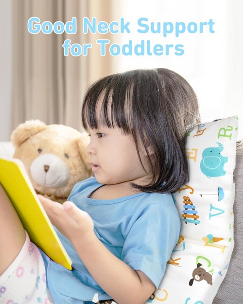 Babebay Toddler Pillow - Soft Cotton, Machine Washable | 13x18 Inches for Comfortable Sleep