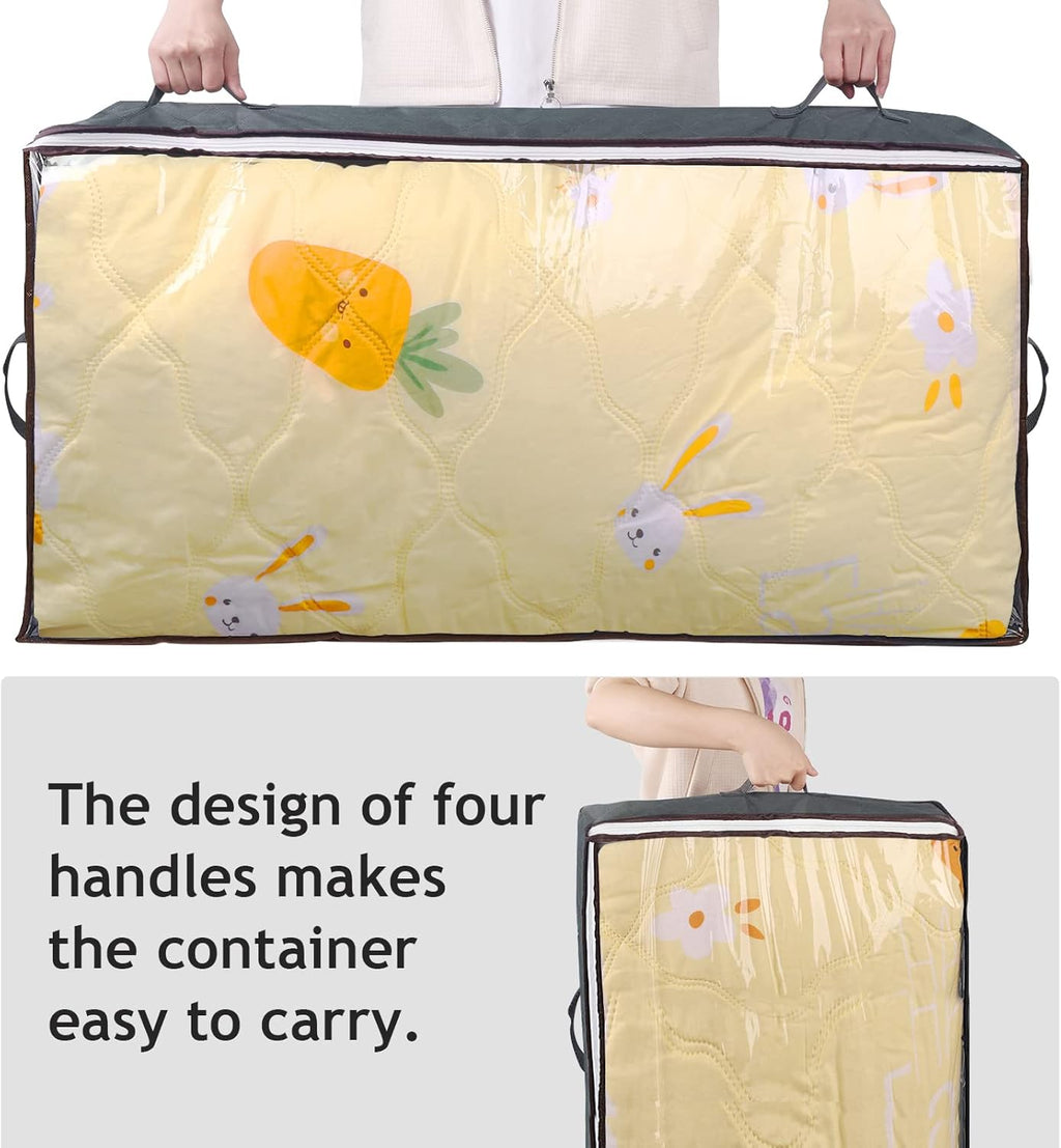 Skiennix 90L Under Bed Storage Containers - Large Capacity Organizer Bags with Clear Window & Reinforced Handles | 8 Pack