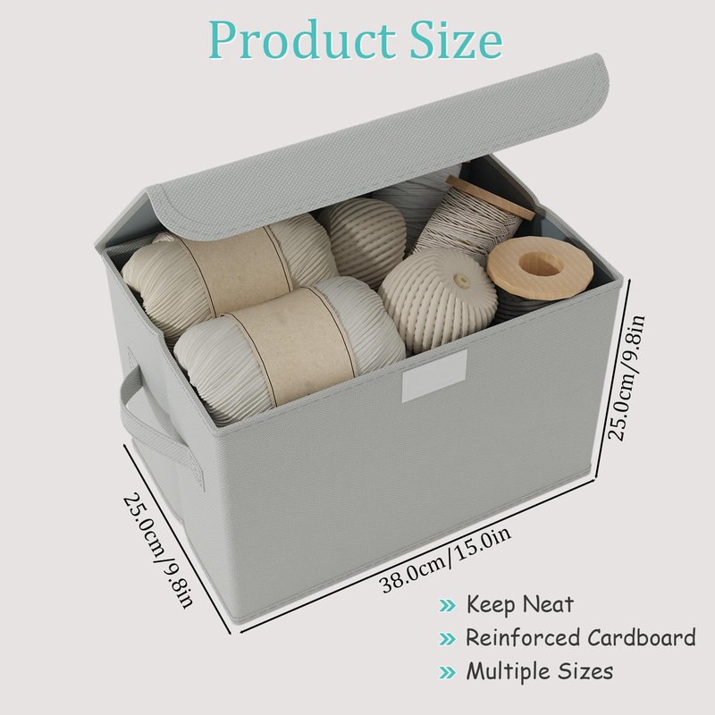 GUOHNHE Storage Bins with Lids for Organizing, Closet Boxes with 2 Carrying Handles and Sturdy Heavy Cardboard, Home Organizers Cubes, 4 Pack, Grey, 15 x 9.8 x 9.8 In, XSNY12GL-4