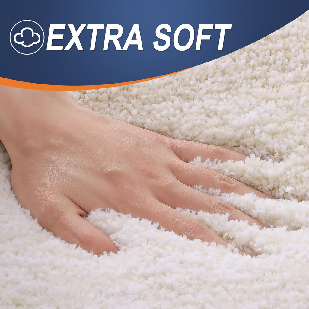 OLANLY Bathroom Runner Rug - Extra Soft Microfiber Mat | Quick Dry, Washable, 47x17 Inches, Light Beige