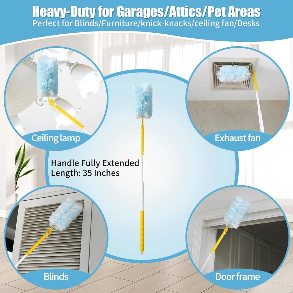 Skiennix 360° Heavy Duty Duster Refills - 40 Count Extra Thick Disposable with 35-Inch Retractable Handle