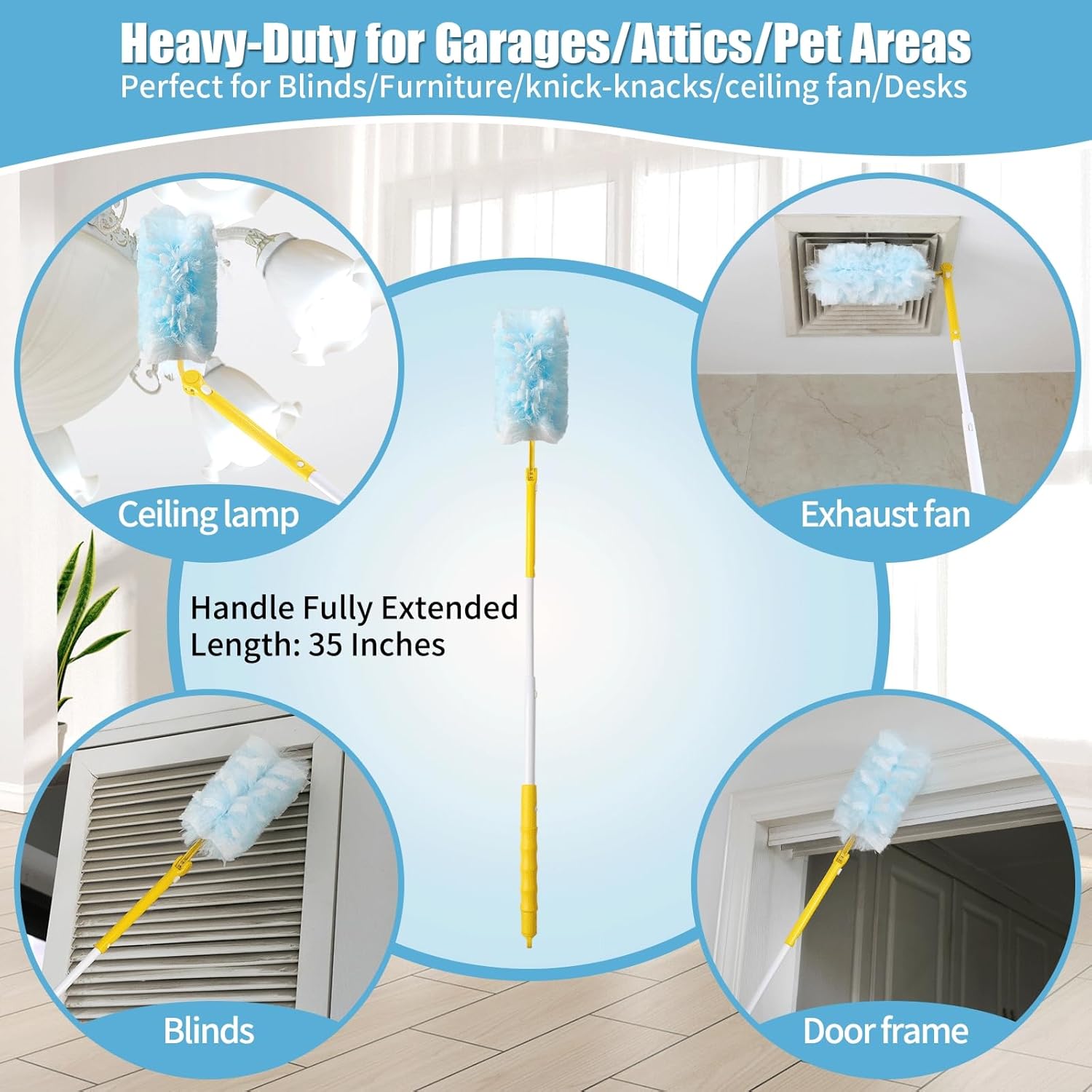 Skiennix 360° Heavy Duty Duster Refills - 40 Count Extra Thick Disposable with 35-Inch Retractable Handle