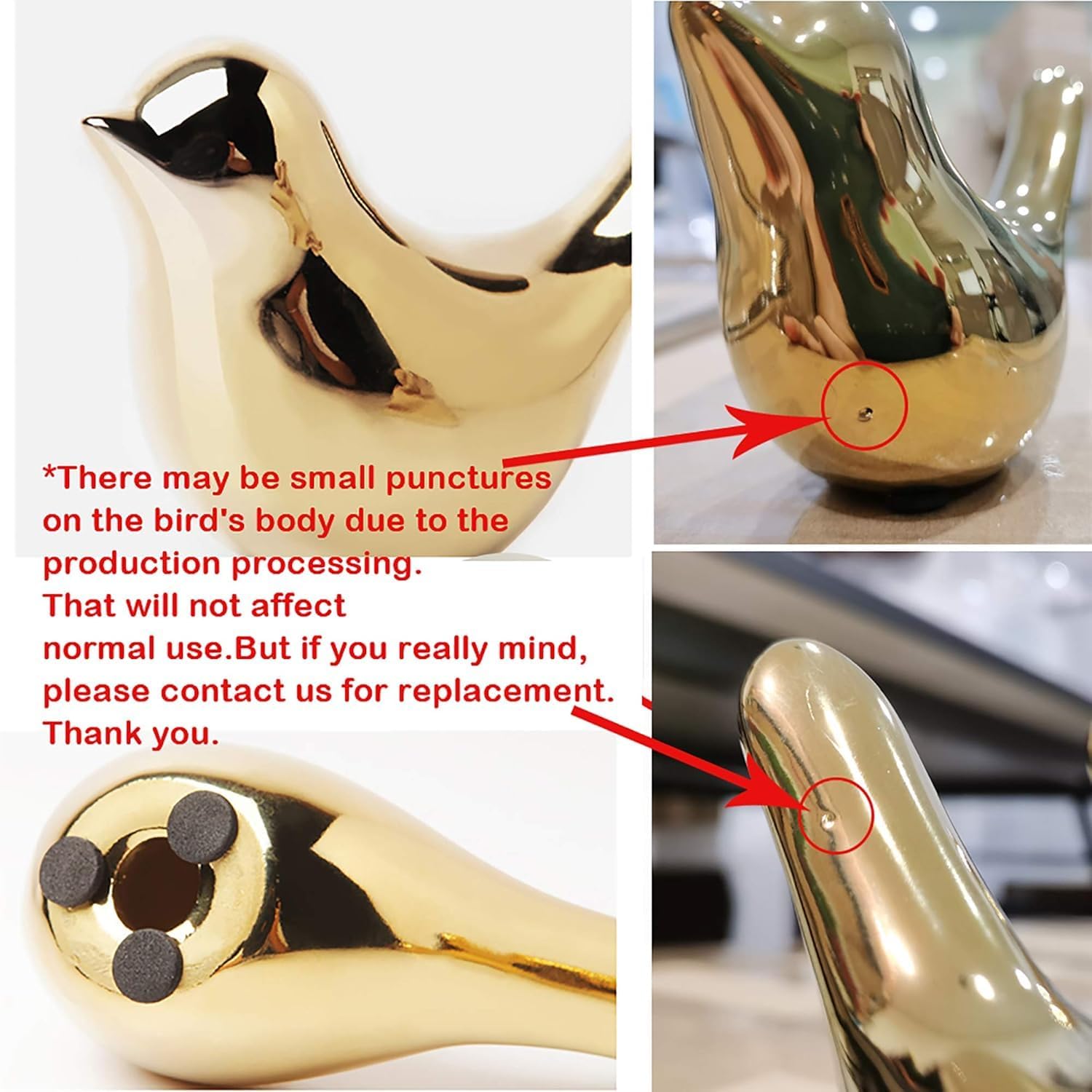 Regine Switzerland Big Size Gold Bird Statue - Modern Home Decor Figurine for Living Room & Office