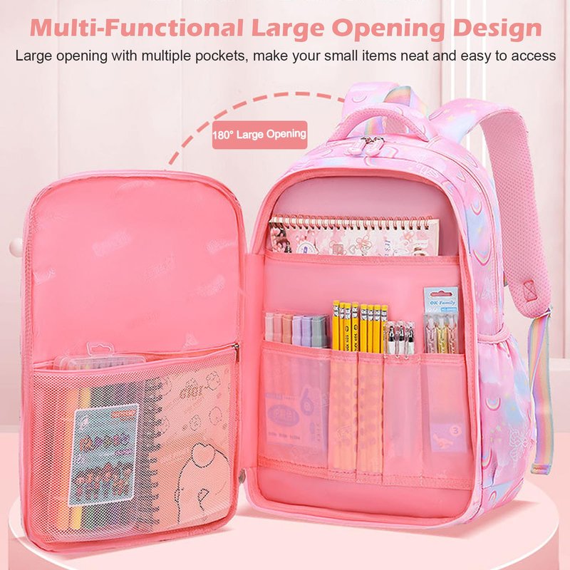 BYXEPA Girls Backpack, School Kids Backpacks for Girls, Cute Book Bag with Compartments for Girl Kid Students Elementary, Kids' School Bag(Purple)