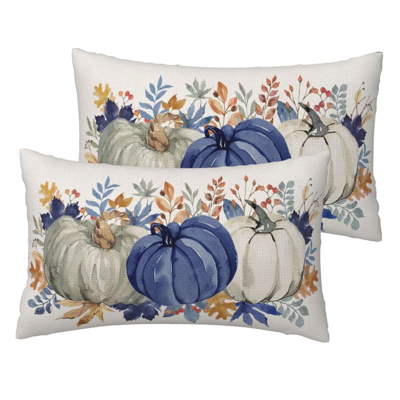 QANOK Fall Pillow Covers 12x20 Set of 2, Fall Decor Polka Dot Pumpkin Throw Pillows Seasonal Outdoor Autumn Thanksgiving Decorative Cushion Case Harvest Fall Decorations for Home Couch Sofa