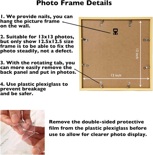 JCJMY 13x13 Gold Picture Frame - Versatile Wall Hanging for Horizontal or Vertical Display | Shatter-Resistant Plexiglass